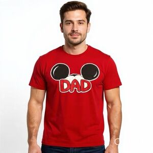 Disney Dad Mickey Mouse Ears Graphic Tee Red Men’s Medium